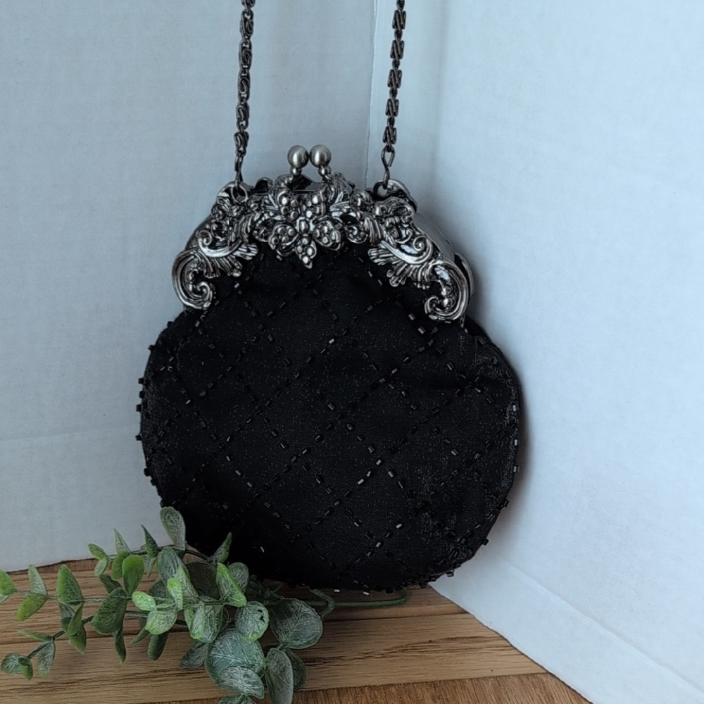 Elegant Black Beaded women's Bag